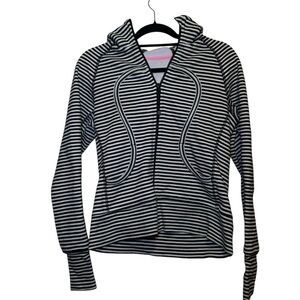Striped Black and White Zip-Up Hoodie